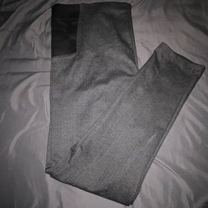 Grey stretchy ponte knit work pants w/black panels